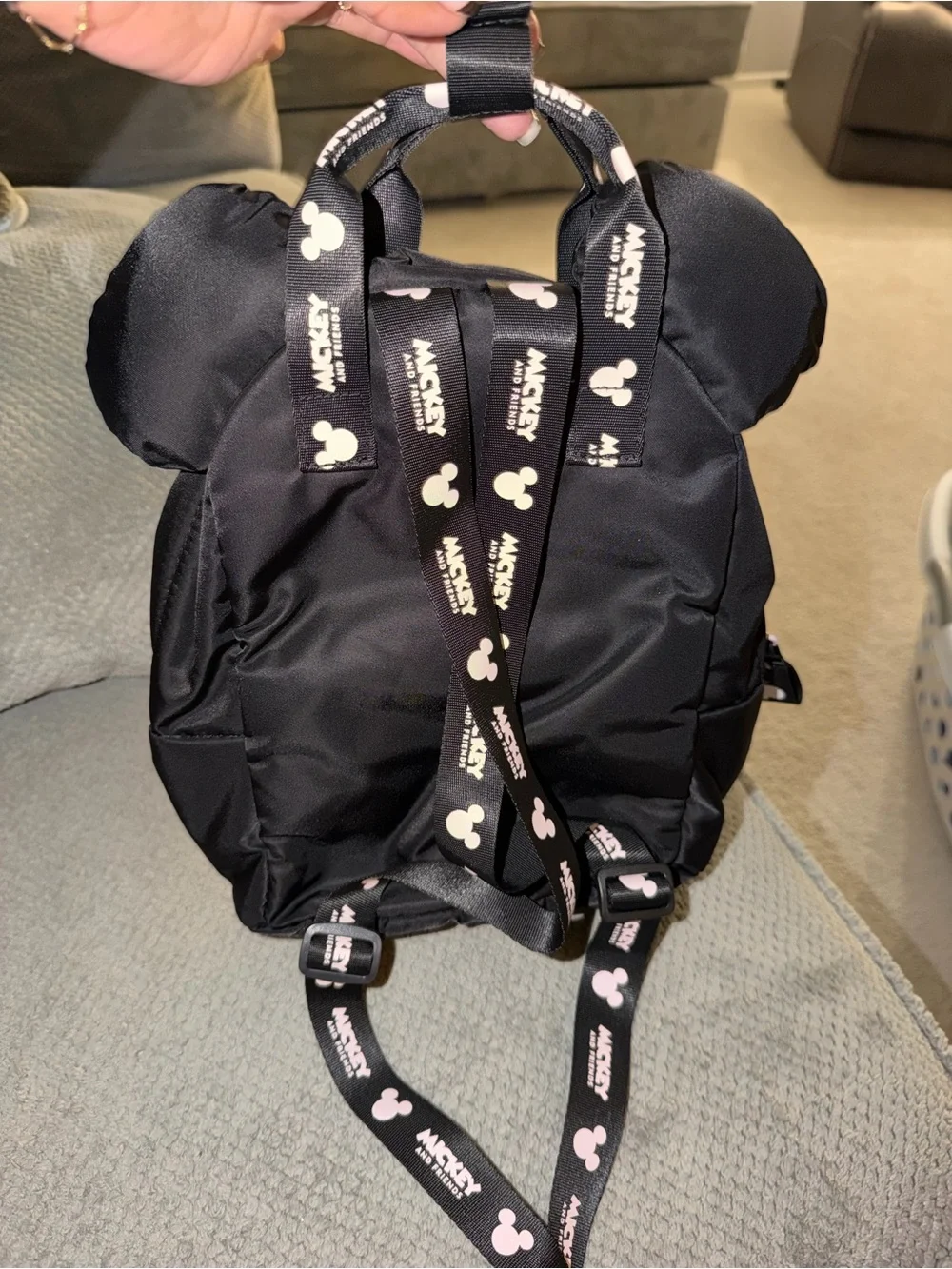 Black ZARA Kids Backpack with Mickey Charm
